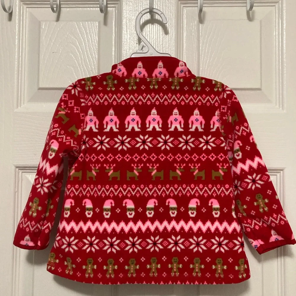 *Oshkosh B’gosh Red Festive Fair Isle Kids-18M Fleece Pullover Top #IR